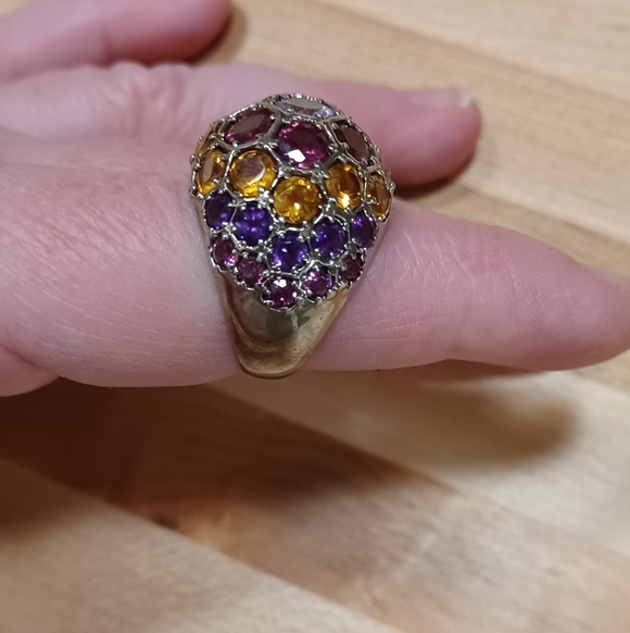 Jewelry - Sterling Garnet, Citrine and Amethyst Dome Ring